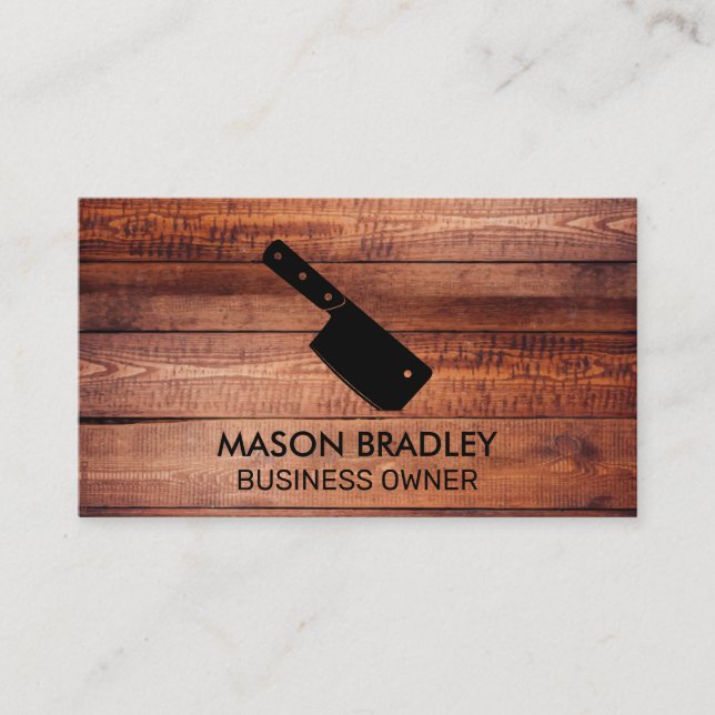 Cleaver Knife | Wooden Boards Business Card (Front)