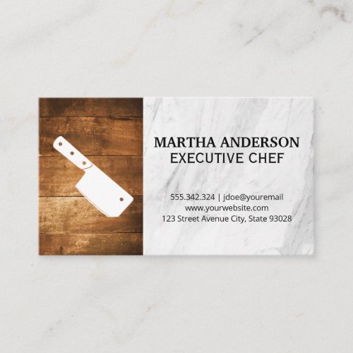 Cleaver  Wood Marble Background Business Card