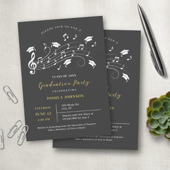 Clef And Musical Notes Pentagram Graduation Invita Invitation by marlenedesigner at Zazzle