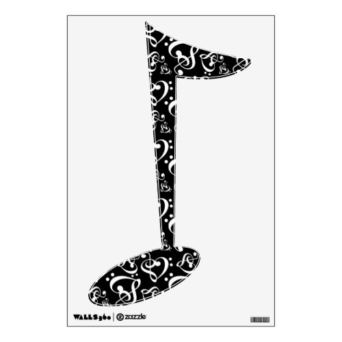 Clef Hearts Black and White Music Note Wall Decal