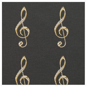 Clef Symbol Gold and Silver Music Figure Musical Fabric