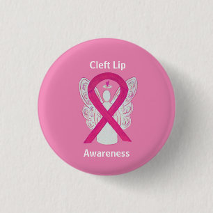 Cleft Lip Awareness Hot Pink Ribbon Angel Buttons