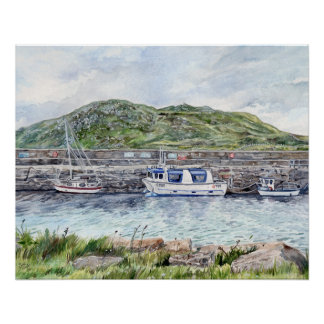 Cleggan Harbor, Connemara, Galway Glossy Poster