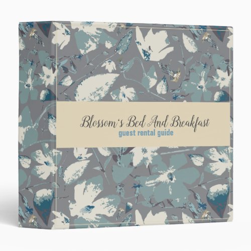 Clematis Blue Gray Watercolor Floral Guest Guide 3 Ring Binder