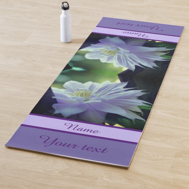 Clematis Flower Nestled In Trellis Personalized Yoga Mat (In Situ)