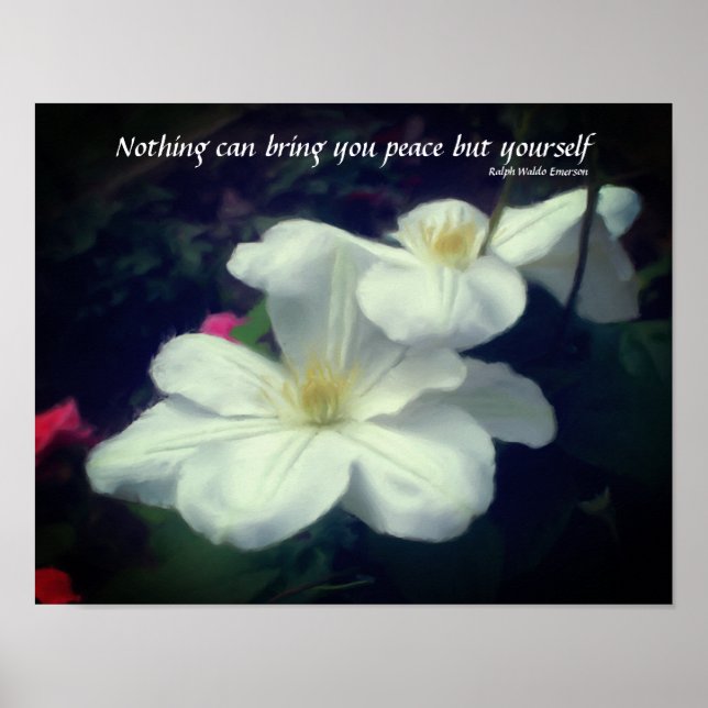 Clematis Flower Peace Quote Inspirational Poster (Front)