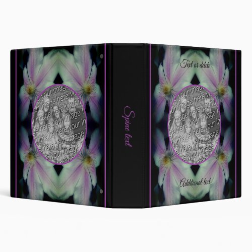 Clematis Flower Petals Frame Add Your Own Photo 3 Ring Binder