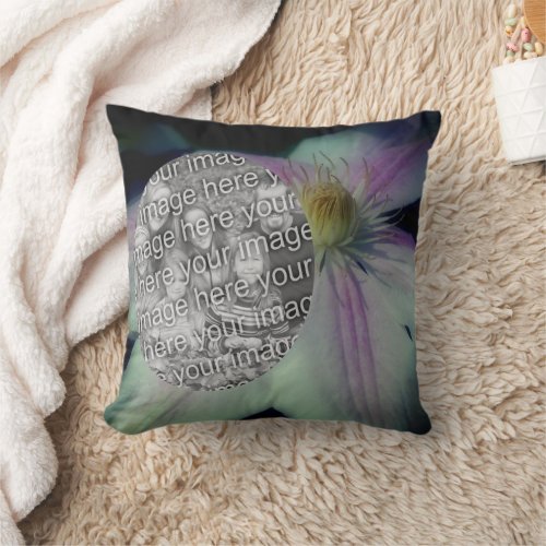 Clematis Flower Petals Frame Create Your Own Photo Throw Pillow