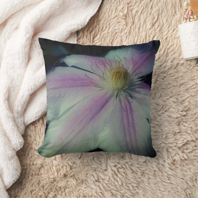 Clematis Flower Petals Frame Create Your Own Photo Throw Pillow (Blanket)