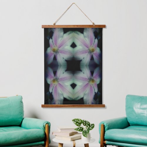 Clematis Flower Petals Up Close Up Abstract Hanging Tapestry