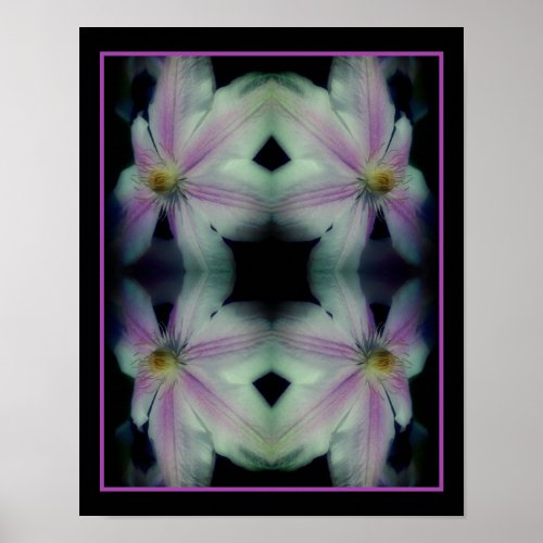 Clematis Flower Petals Up Close Up Abstract  Poster