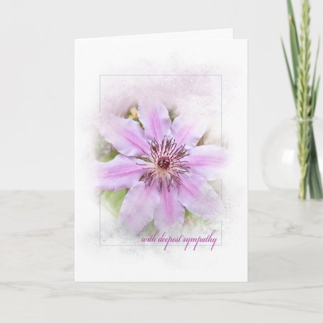 clematis flower sympathy card (Front)