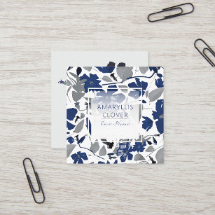 Clematis Flowering Blue Gray Vine Square Business Card