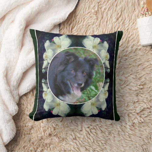 Clematis Flowers Frame Create Your Own Pet Photo Throw Pillow