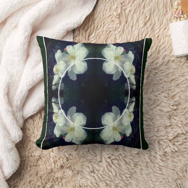 Clematis Flowers Frame Create Your Own Pet Photo Throw Pillow (Blanket)