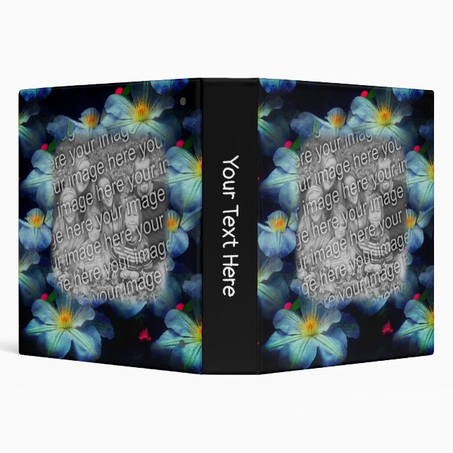 Clematis Flowers Frame Your Photo Personalized 3 Ring Binder (Background)