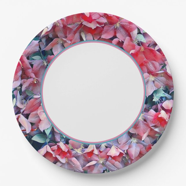 Clematis Flowers Paper Plates (Front)