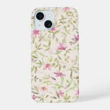 Clematis garden watercolor floral beige pink