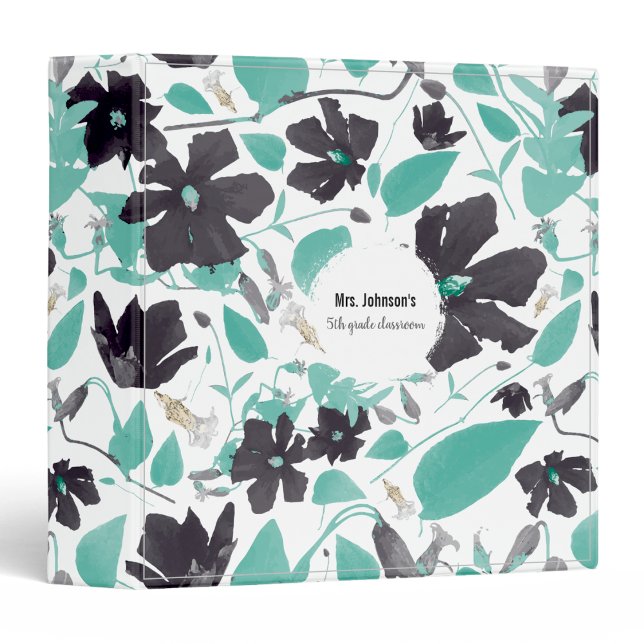 Clematis Gray Teal Watercolor Flowers Teacher 3 Ring Binder (Clematis Gray Teal Watercolor Flowers Teacher 3 Ring Binder
from Studio Posies.)