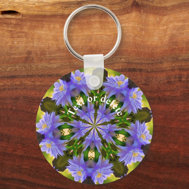 Clematis Kaleidoscope Flower Art Personalized Keychain (Front)
