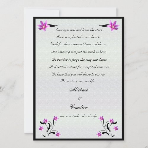 Clematis on Stoney Path elopement announcement