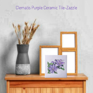 Clematis Purple  Ceramic Tile