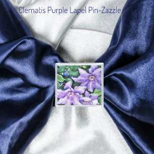 Clematis Purple Silver Finish Lapel Pin