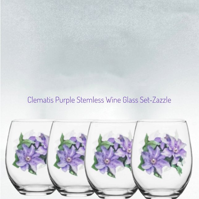 Clematis Purple  Stemless Wine Glass (Creator Uploaded)