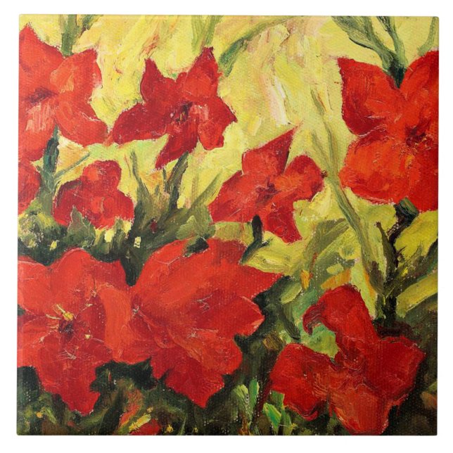 Clematis Red Flowers Ceramic Tile (Front)