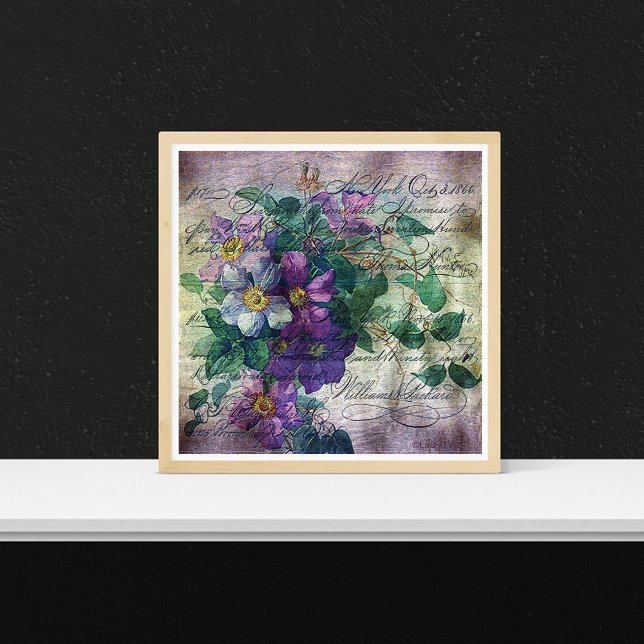 Clematis Vine Handwriting Ephemera Canvas Print (Creator Uploaded)