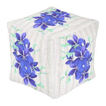 Clematis Vine Of Purple Flowers Pouf by anuradesignstudio at Zazzle
