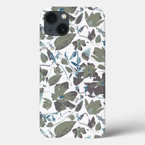 Clematis Vine Watercolor Green Blue Floral iPhone 13 Case