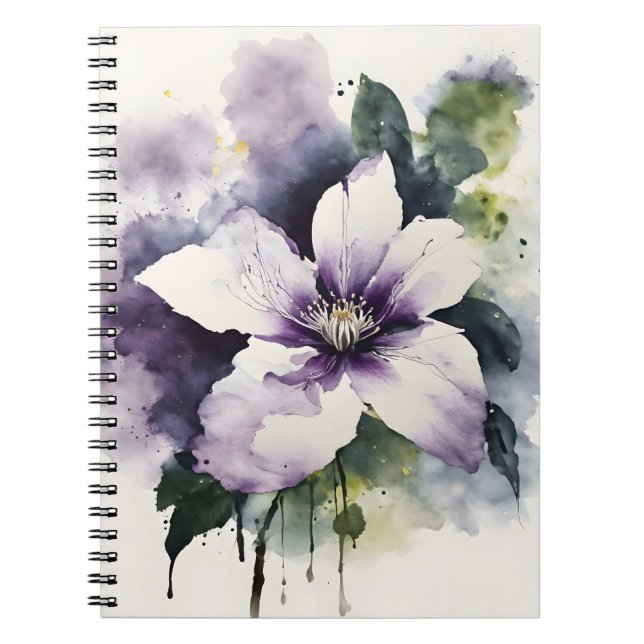 Clematis - Watercolor flowers Notebook (Front)