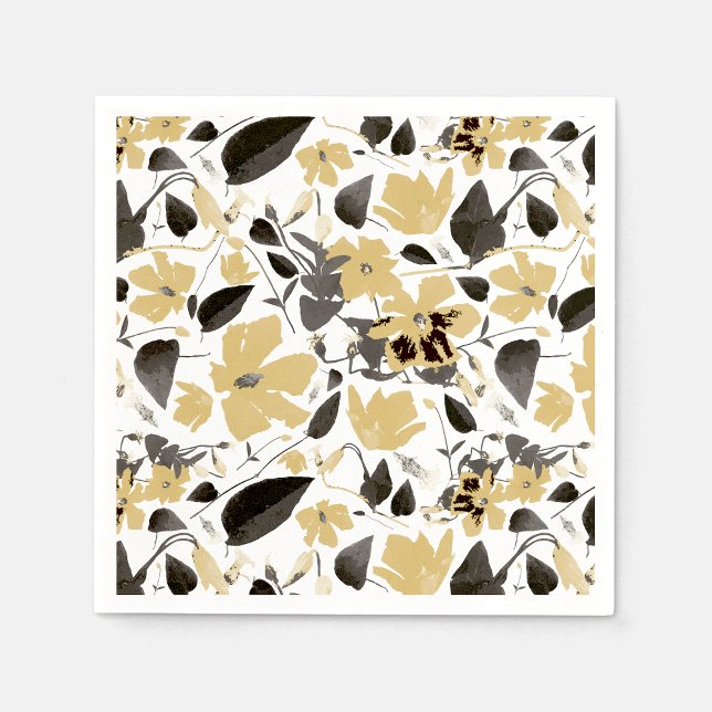  Clematis Yellow Gray Botanical Watercolor Napkins (Clematis Yellow Gray Flowering Vine Watercolor Napkins from Studio Posies. )