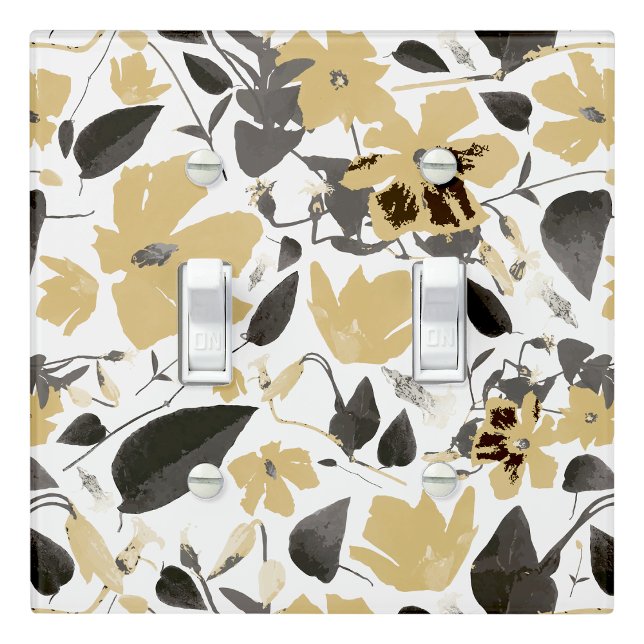 Clematis Yellow Gray Floral Home Decor Light Switch Cover (Clematis Yellow Gray Flowers Light Switch Cover from Studio Posies.)