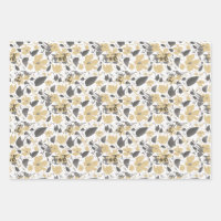 Clematis Yellow Watercolor Floral Wrapping Paper Sheets