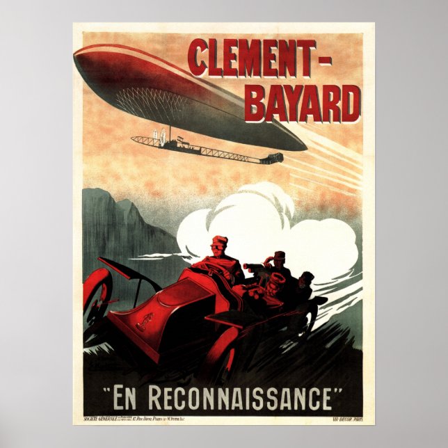 CLEMENT BAYARD AUTOMOBILES Zeppelin Vintage Car Poster (Front)