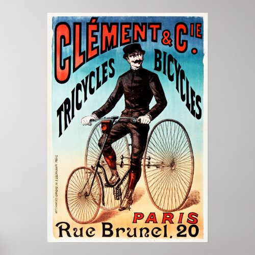 Clement  Co Paris Cycles Tricycles Bicycles Ad Poster