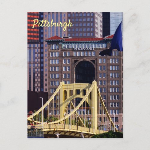 Clemente Bridge Pittsburgh Skyscrapers Summer Day Postcard