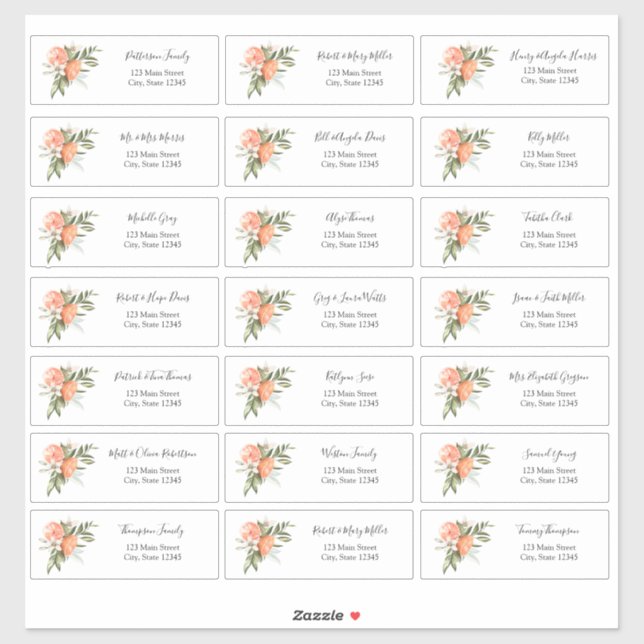 Clementine and Greenery Guest Address Envelope Sticker (Sheet)