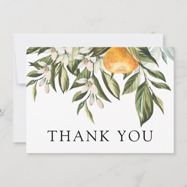 Clementine and Greenery Shower Thank You Card (Front)