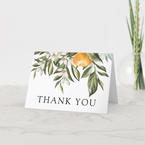 Clementine and Greenery Shower Thank You Postcard