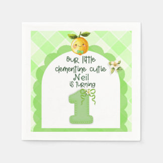Clementine cutie - Baby boy's 1st birthday napkins