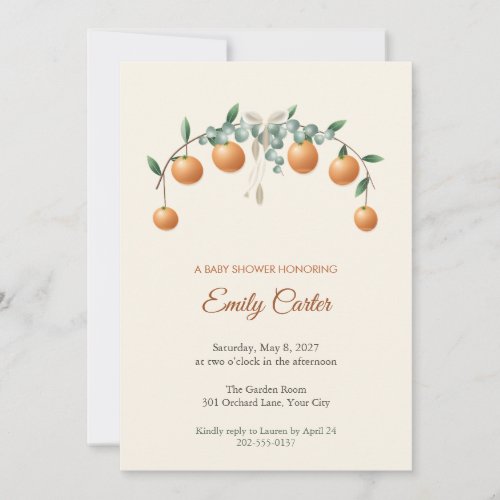 Clementine Eucalyptus Baby Shower Invitation