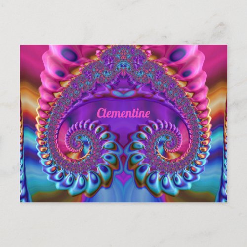 CLEMENTINE  Glossy Postcard 3D Pink Blue Purple 