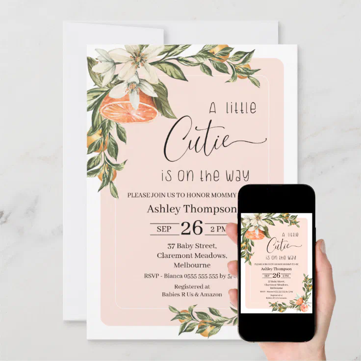 Clementine Little Cutie Baby Shower Invitation Zazzle