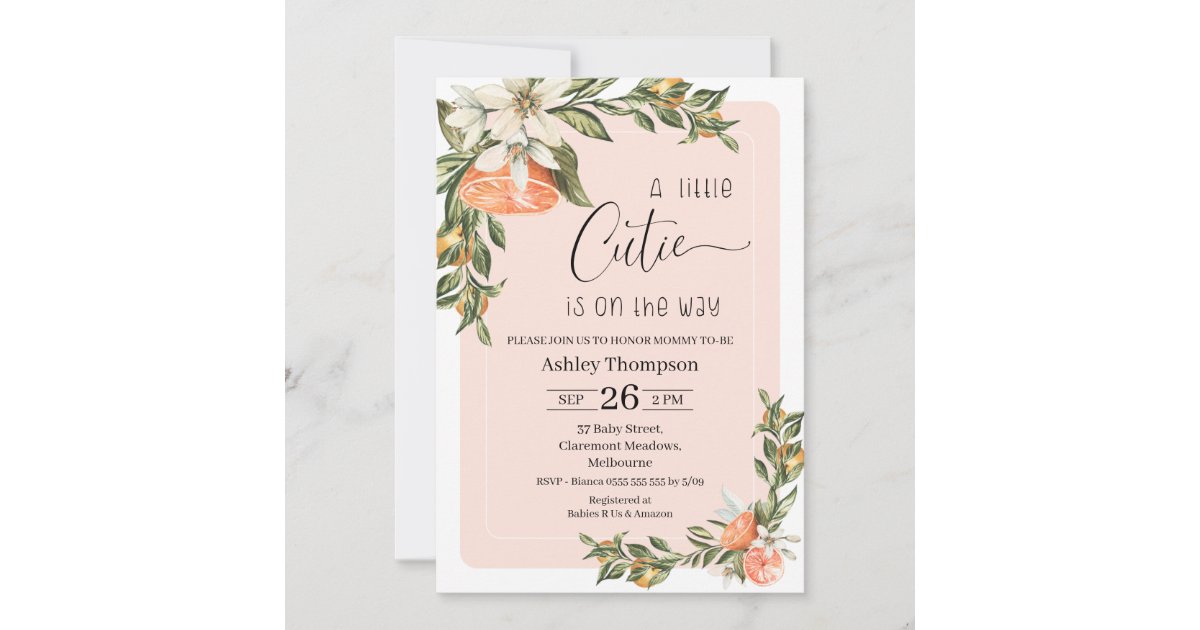 Clementine Little Cutie Baby Shower Invitation | Zazzle