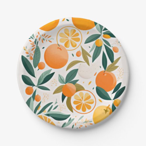 Clementine mandarine paper plates