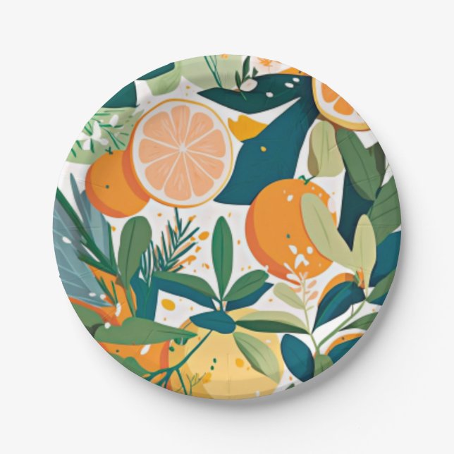 Clementine mandarine paper plates (Front)