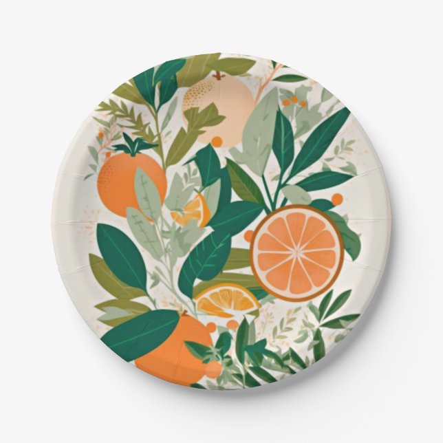 Clementine mandarine paper plates (Front)
